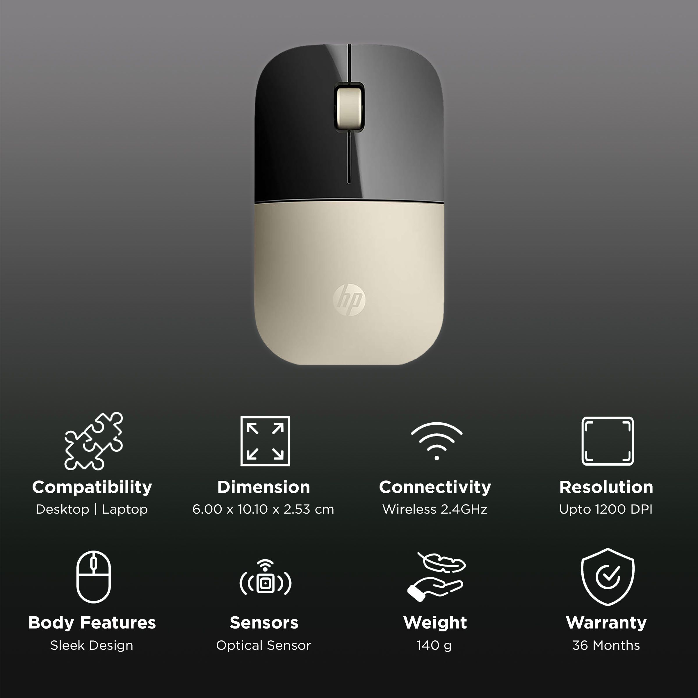 Buy HP Z3700 Bluetooth & 2.4GHz Wireless Optical Mouse (1200 DPI
